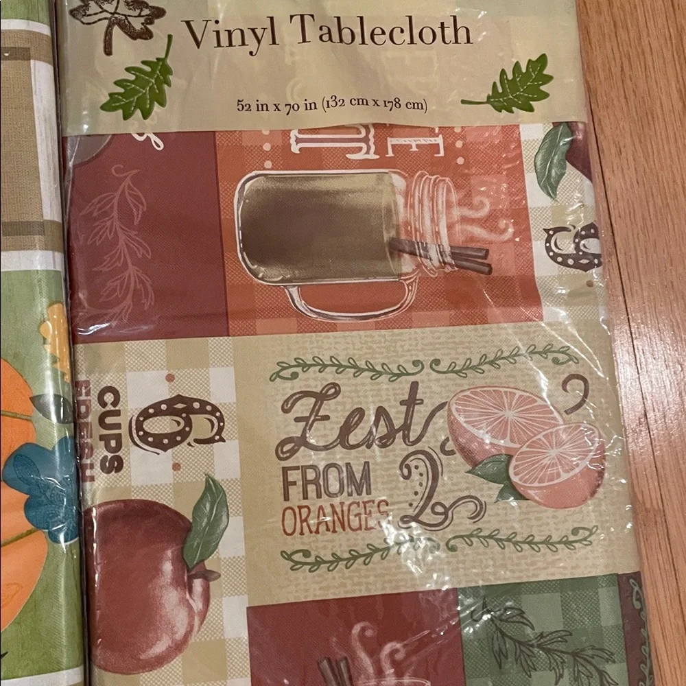 Autumn Harvest Vinyl Tablecloth Set 52 X 70 Oblong